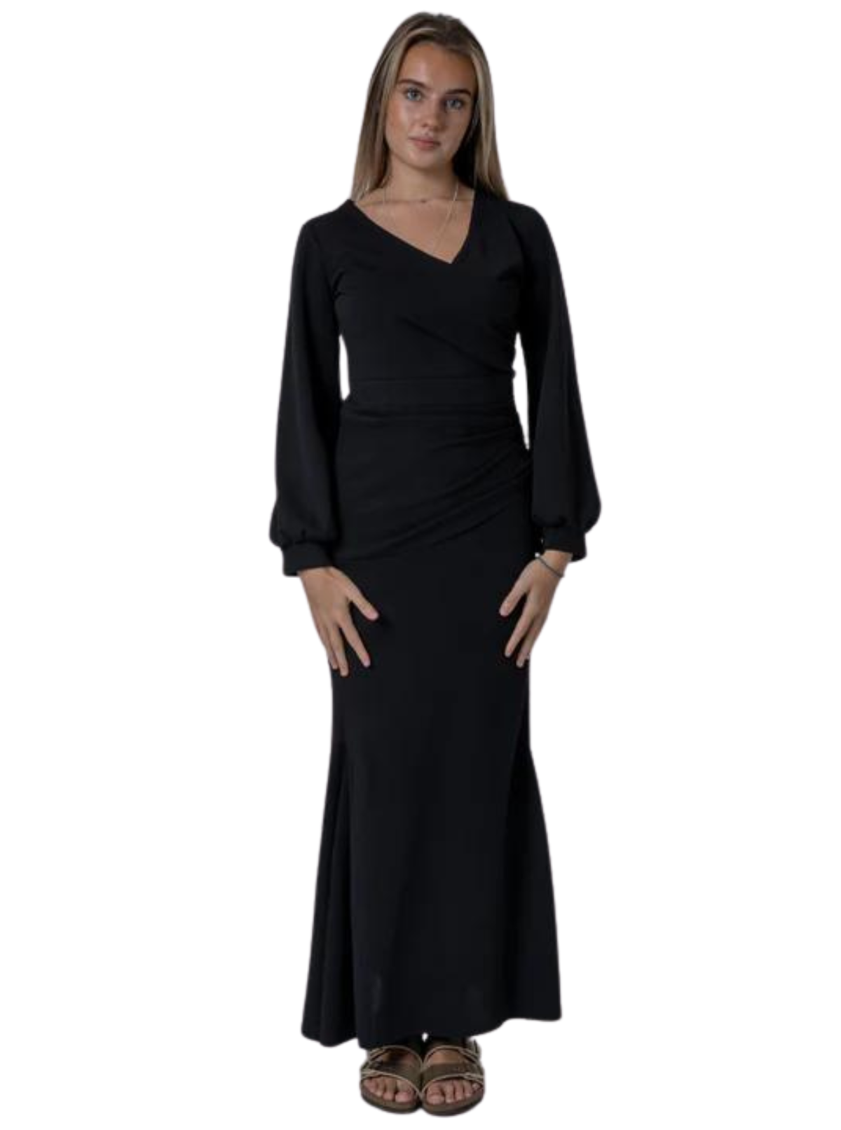 LONG SLEEVE WRAP MODEST DRESS