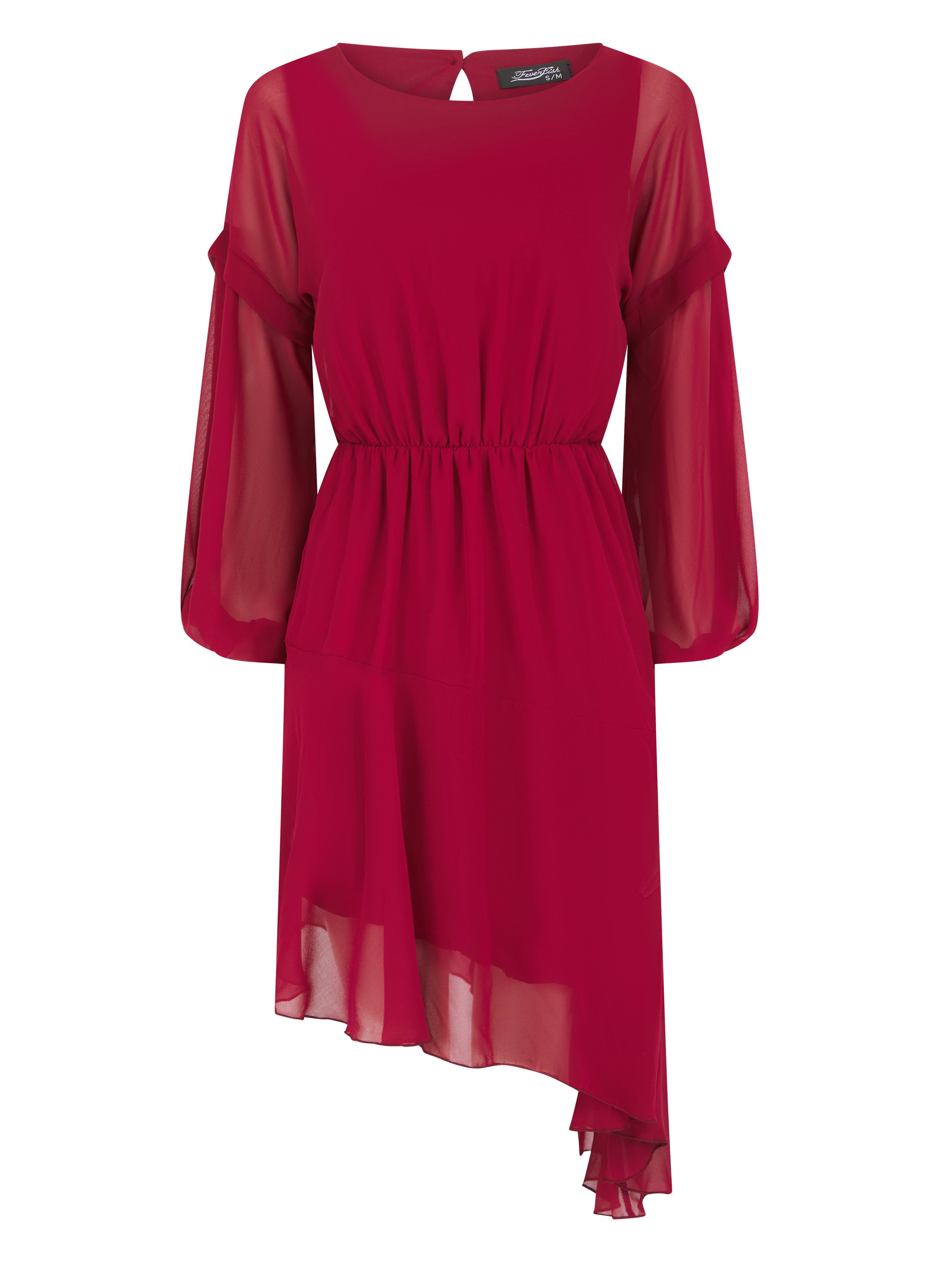 Chiffon Asymmetric Dress Burgundy