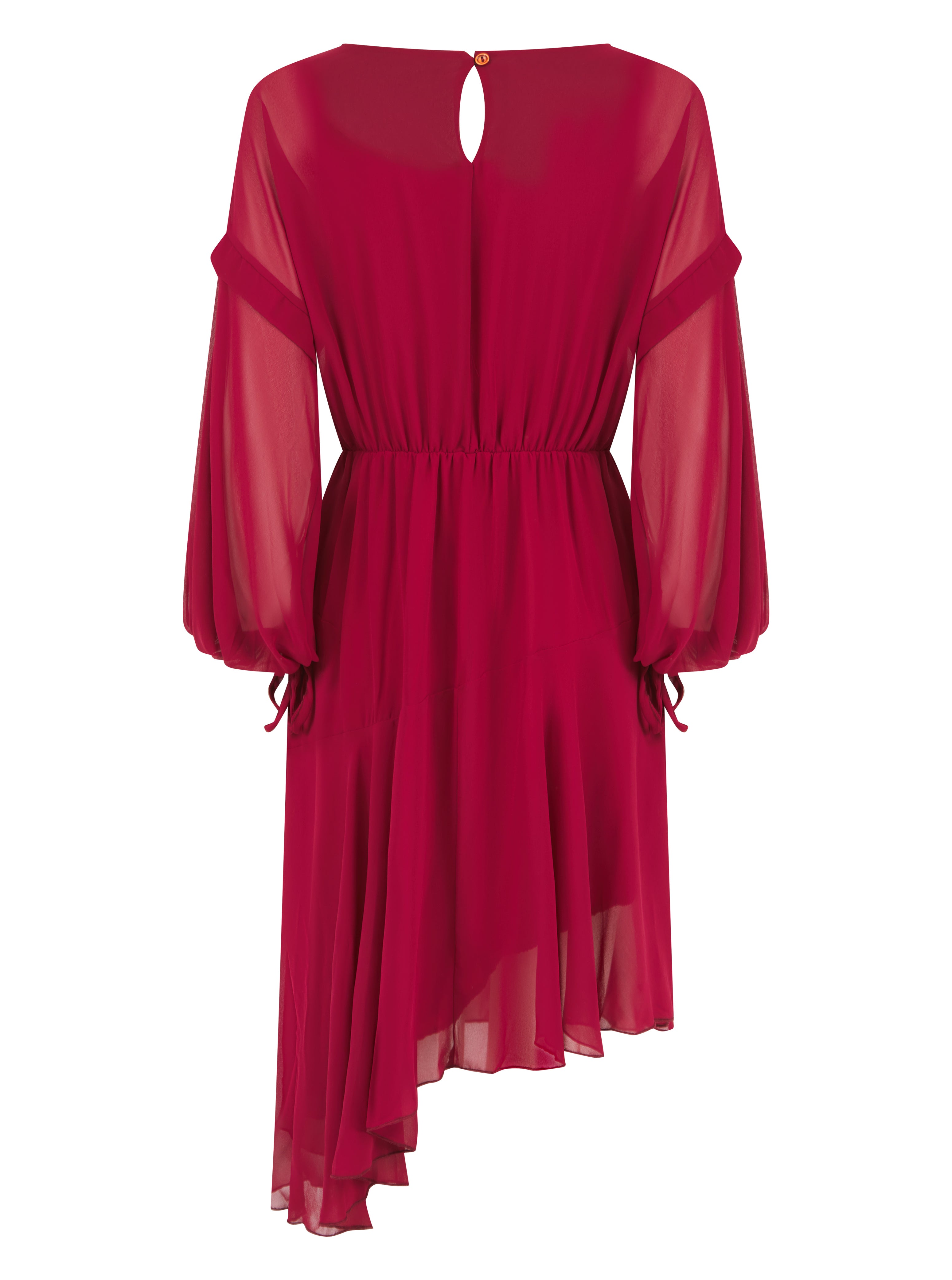 Chiffon Asymmetric Dress Burgundy