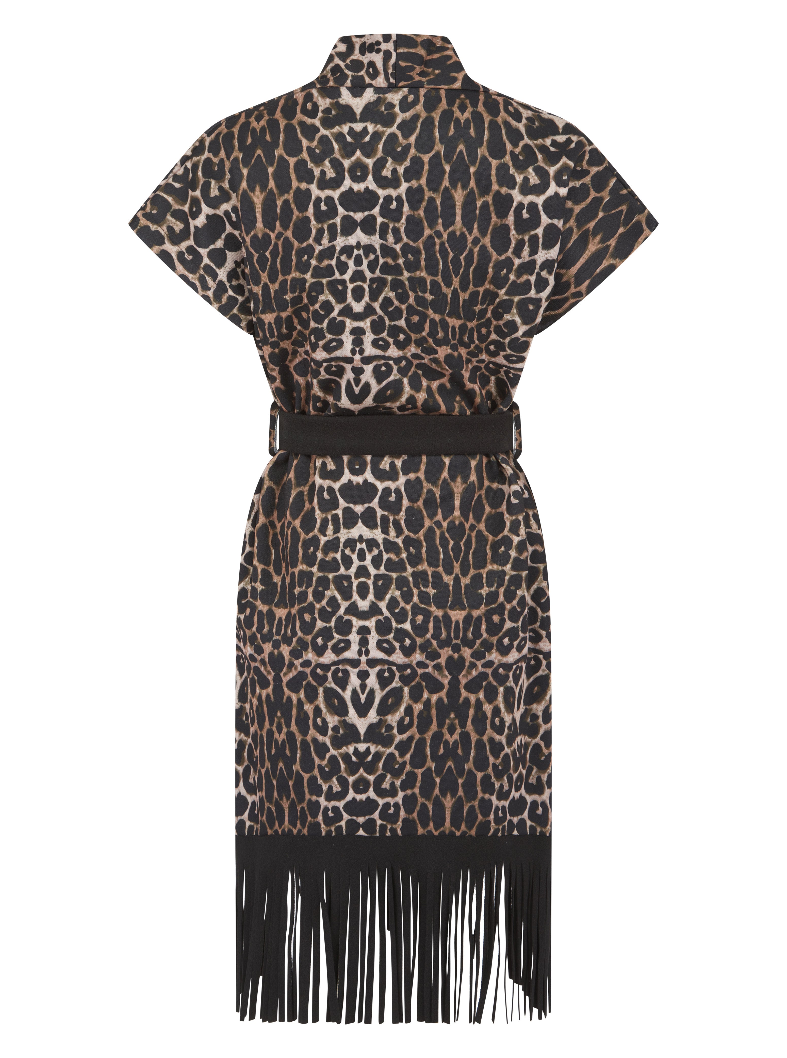 Animal Print Fringe Detail Jacket