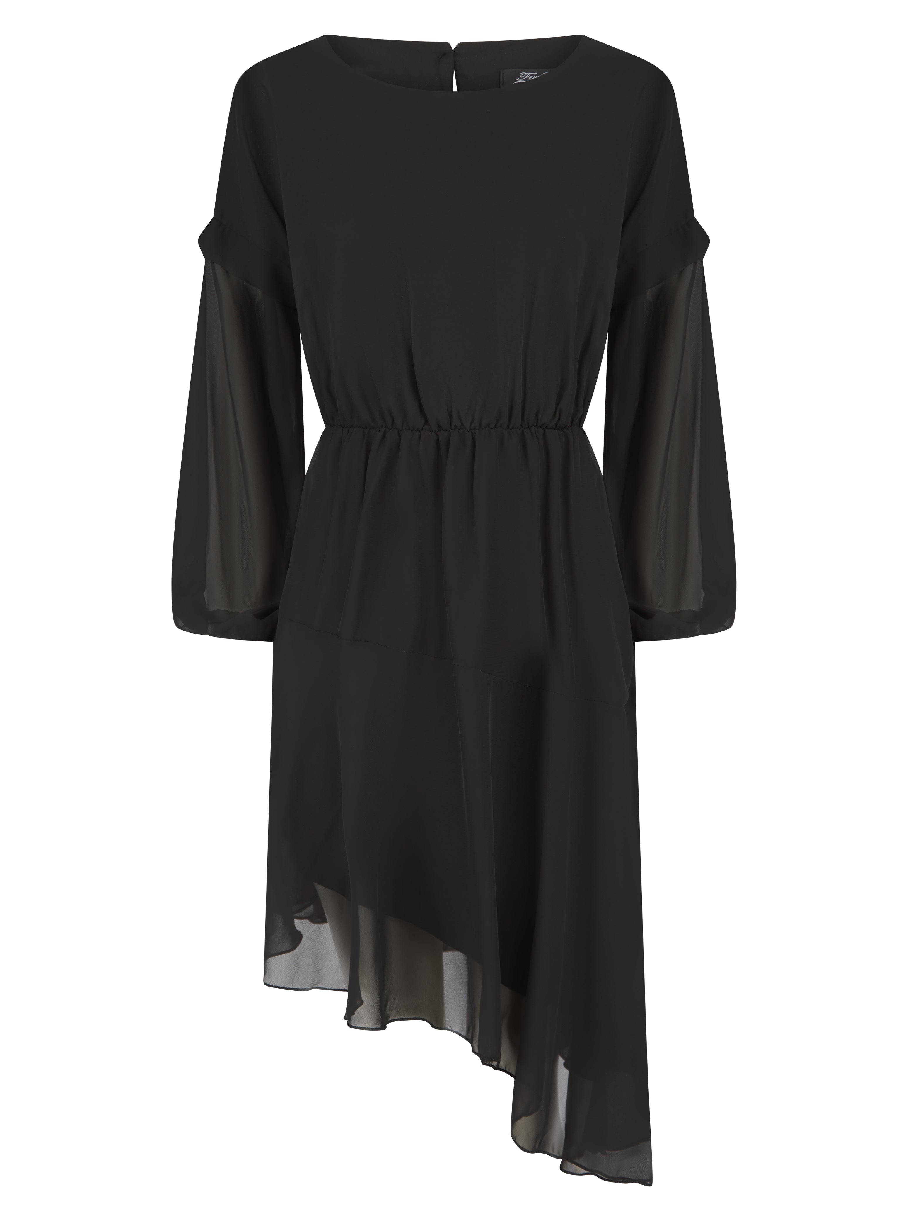 Chiffon Asymmetric Dress Black