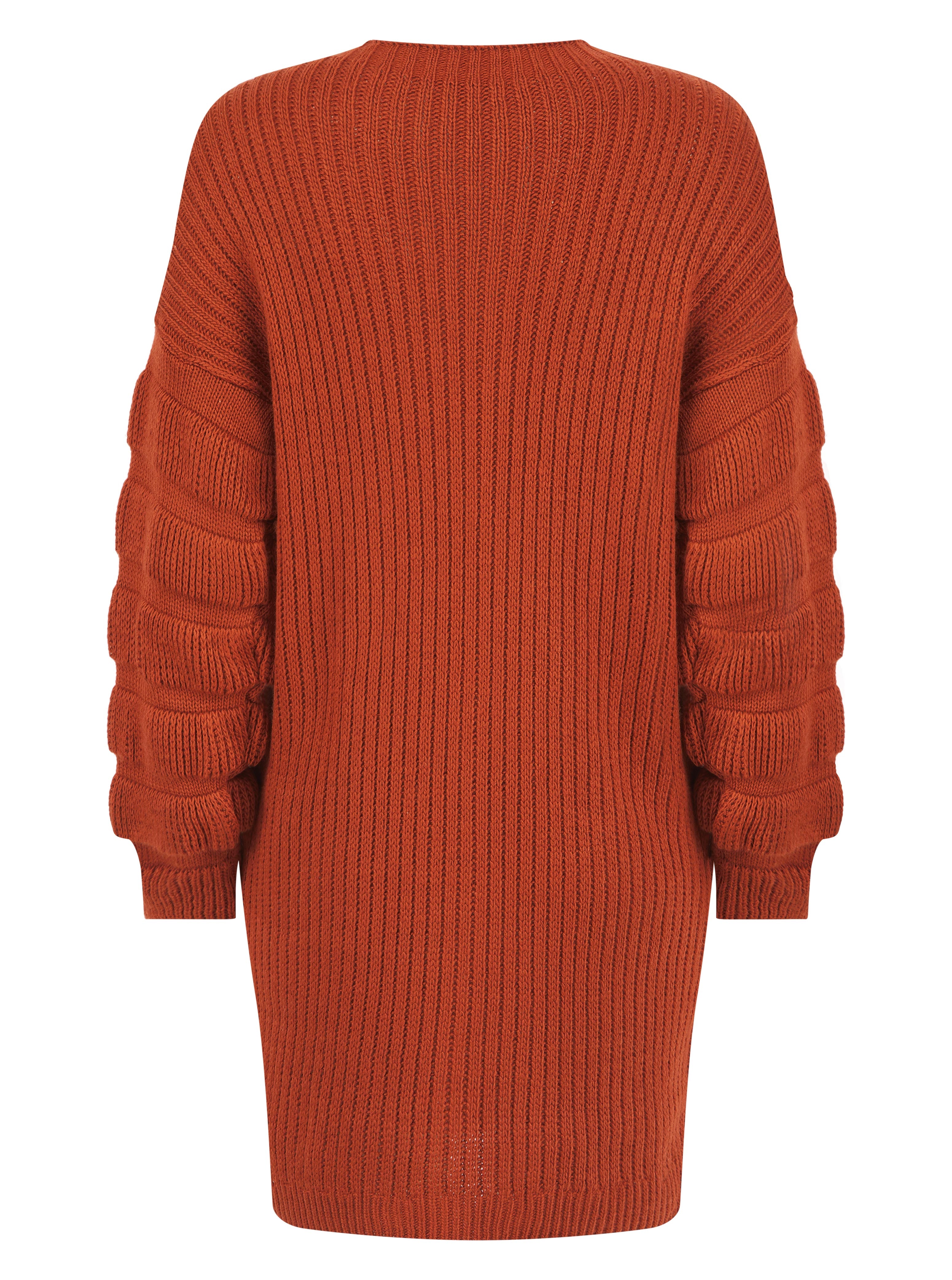 Ruched Knitwear Dress Rust