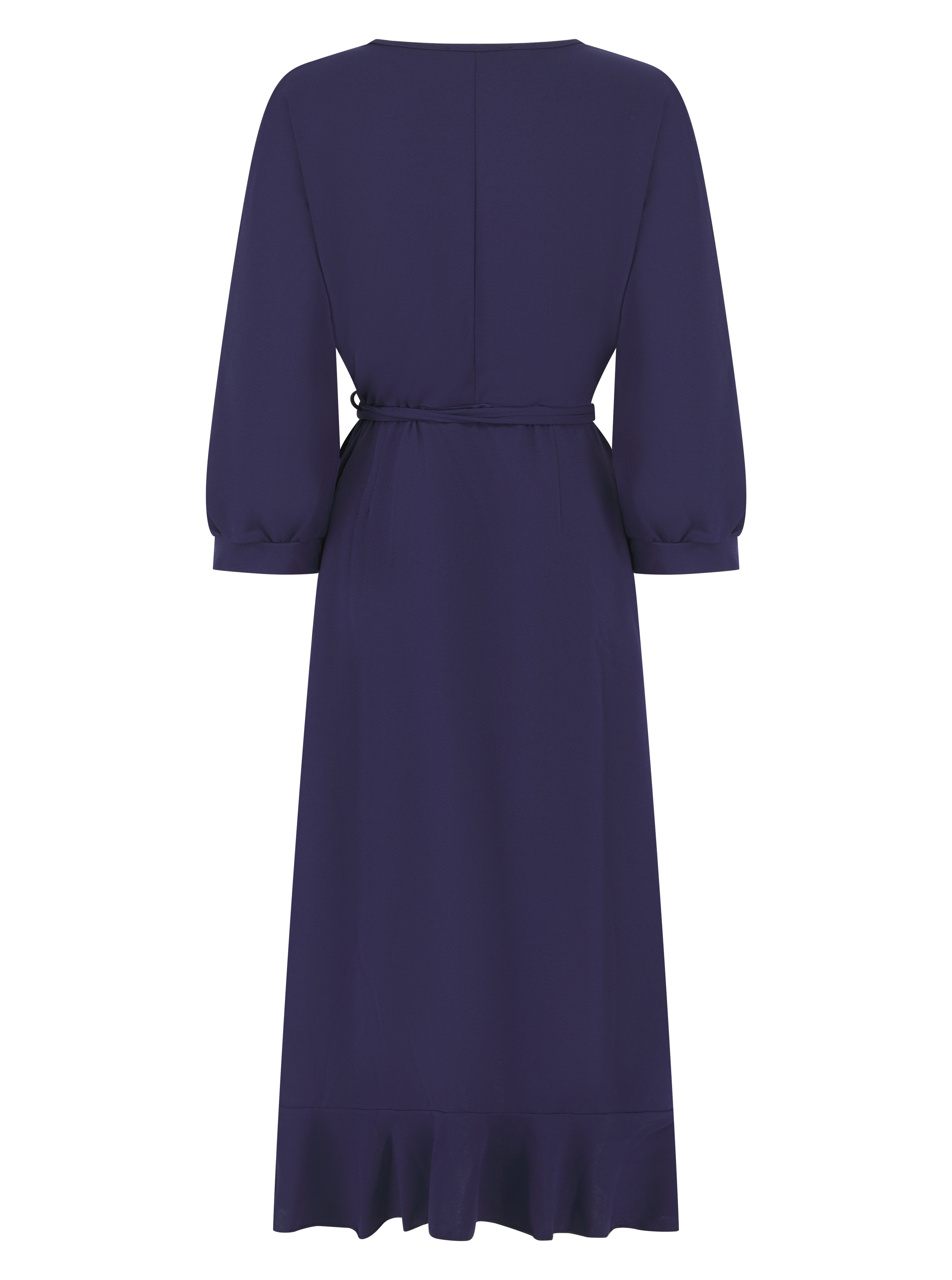 Wrapover Frill Dress Navy