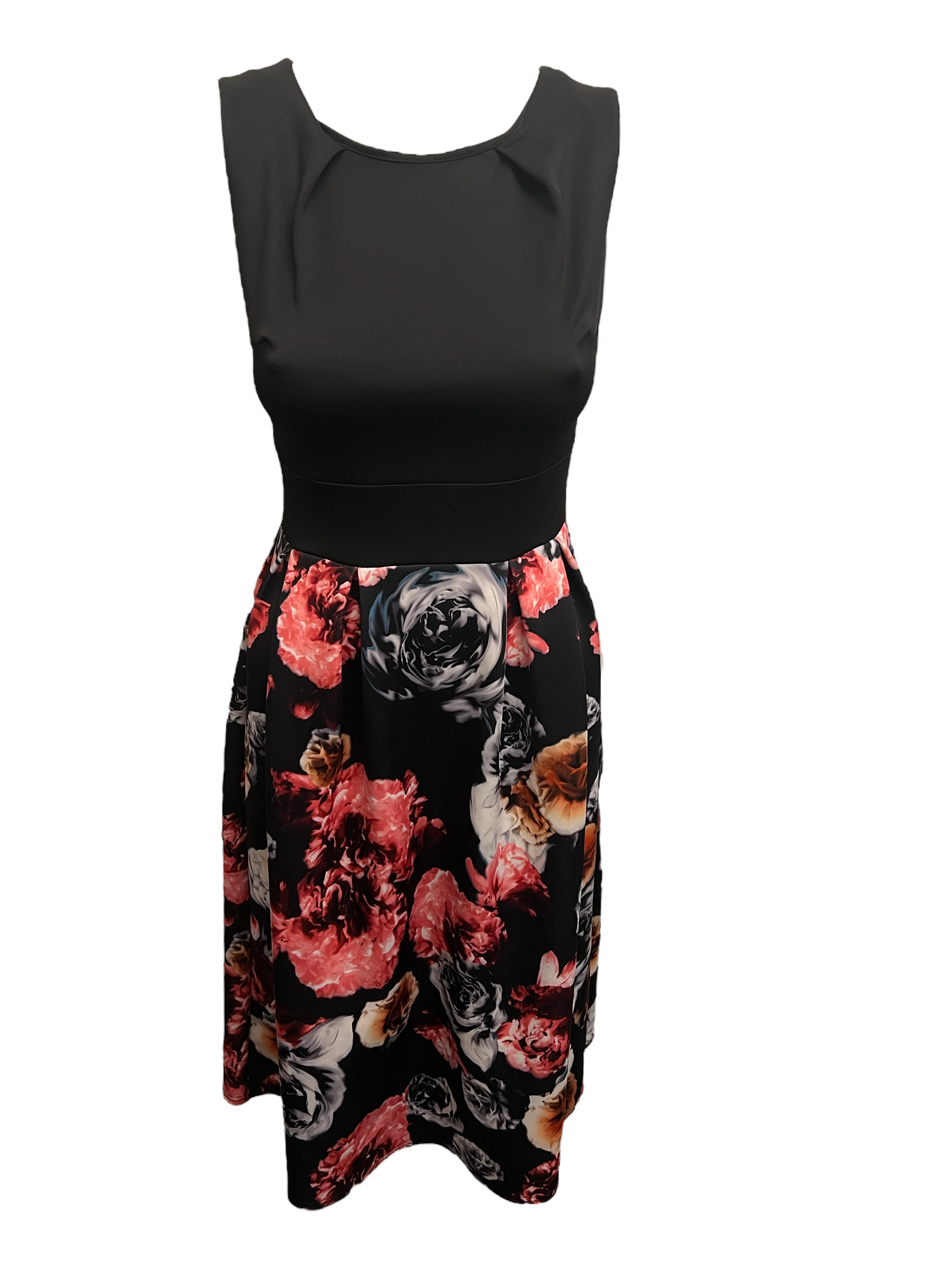 Contrast Print Skater Dress Black