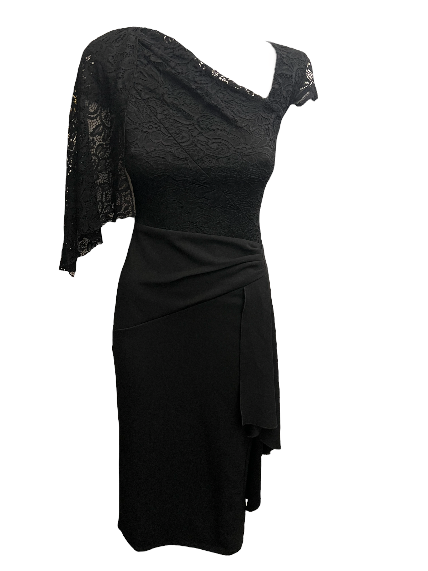 Lace Cape Bodycon Dress Black