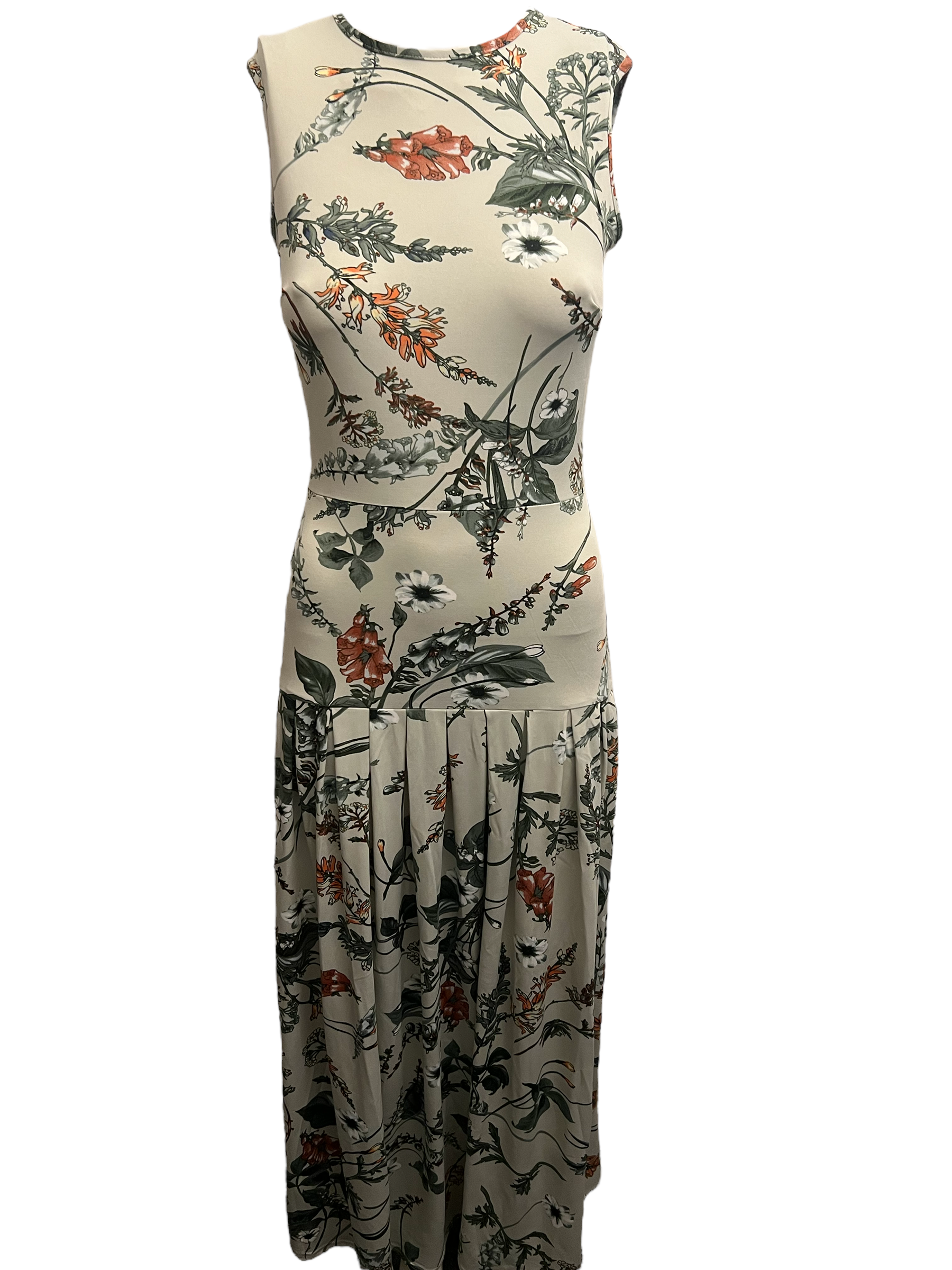 Printed Maxi Pleated Dress